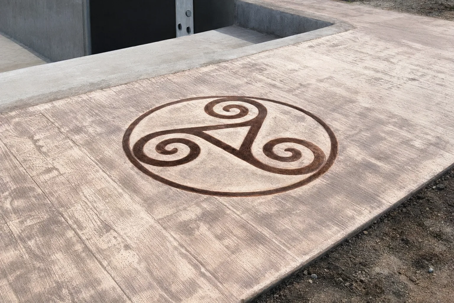 Triskel - peça circular decorativa de formigó imprès Ø 120 cm - Formigó Imprès Girona