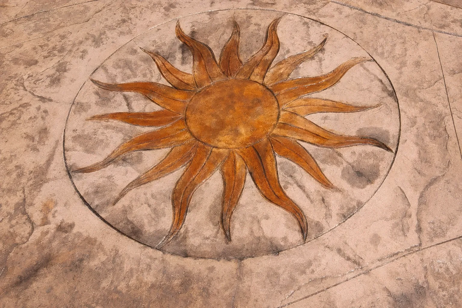 Cadis Sun - peça circular decorativa de formigó imprès Ø 80 cm - Formigó Imprès Girona