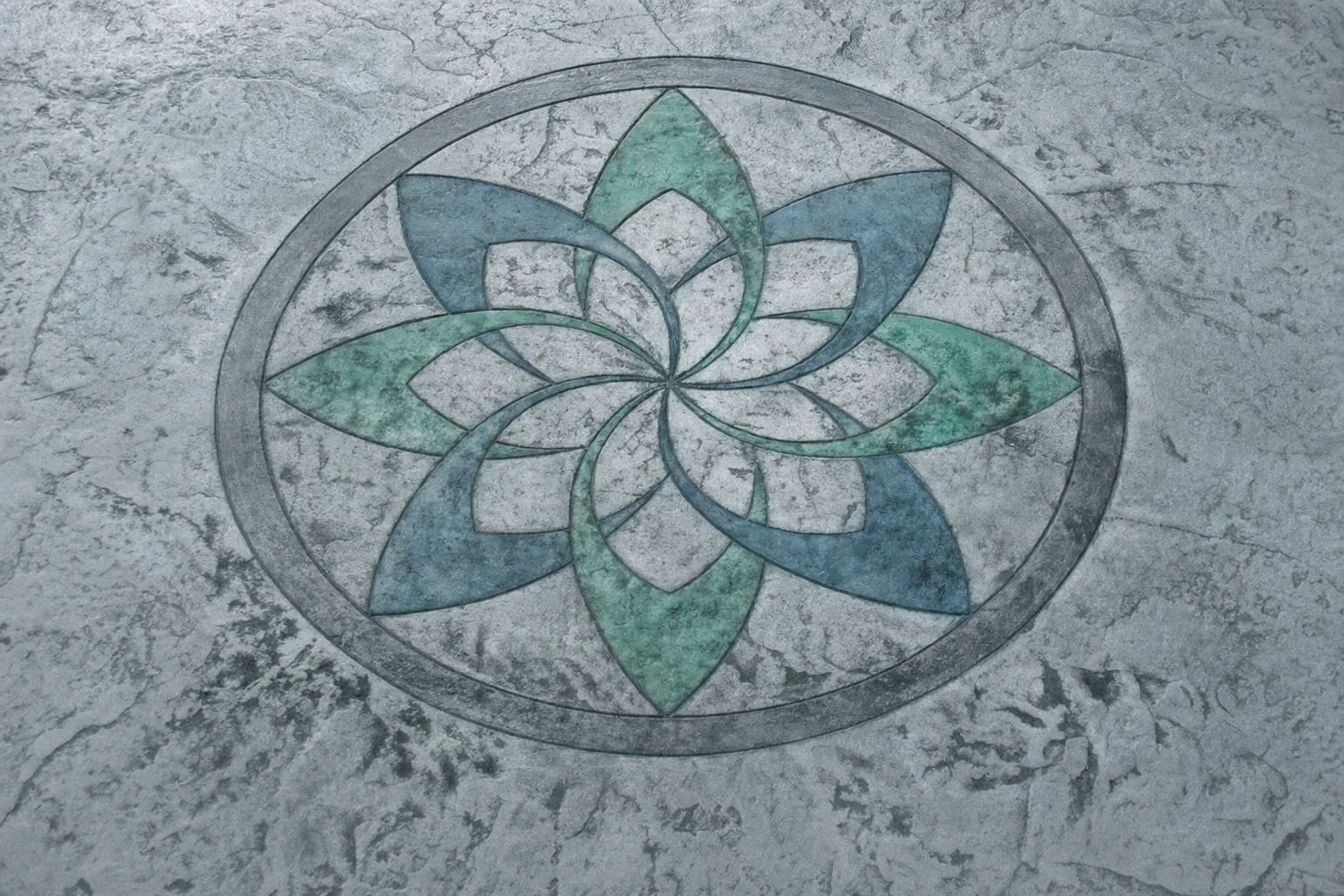 Rodona Flor de Lotus - peça circular decorativa de formigó imprès Ø 120 cm - Formigó Imprès Girona