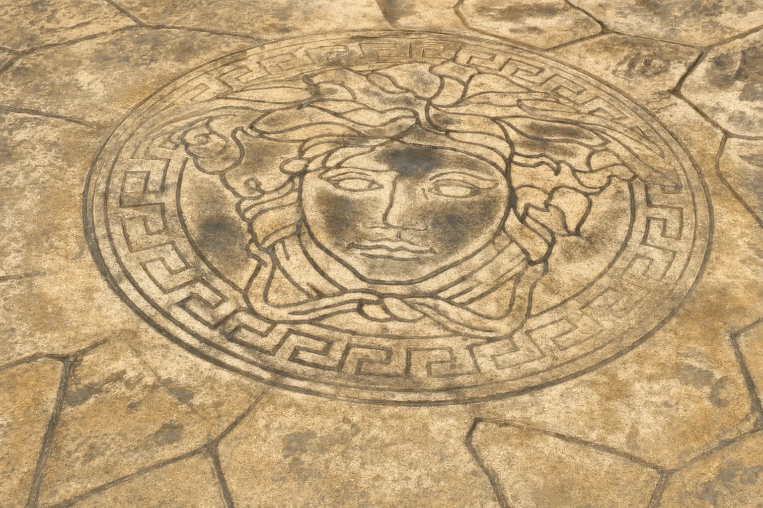 Circular Versace - peça circular decorativa de formigó imprès - Formigó Imprès Girona