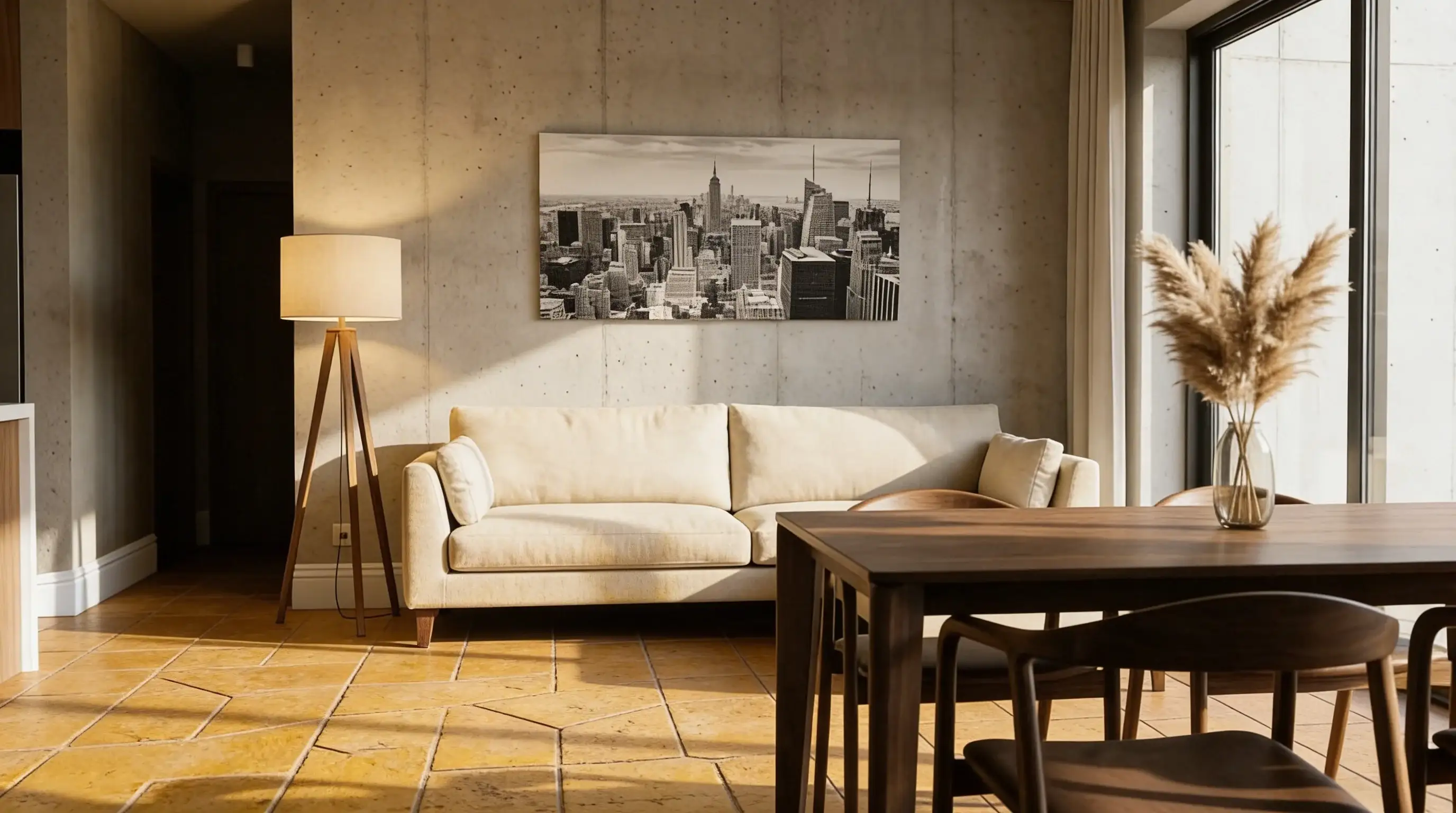 Saló elegant amb formigó