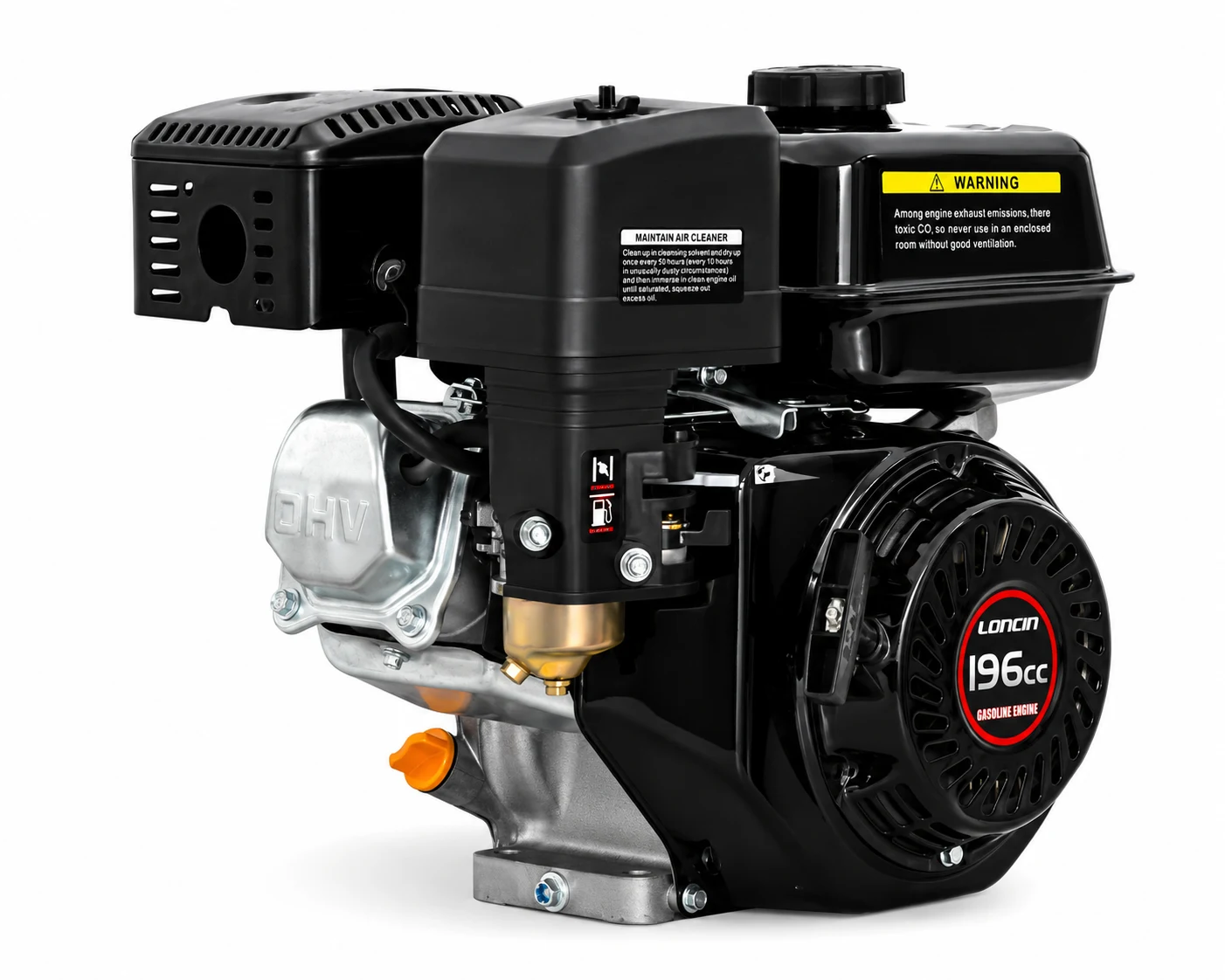 Primer pla del motor Loncin G200F EPA que equipa la fratasadora DMR1000D