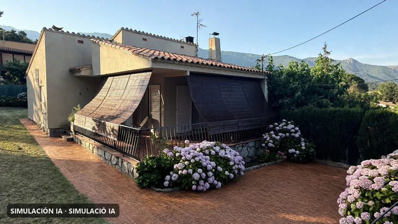 Simulació amb IA del pas lateral d'una casa amb formigó imprès model Llosa Carreu Bolonya