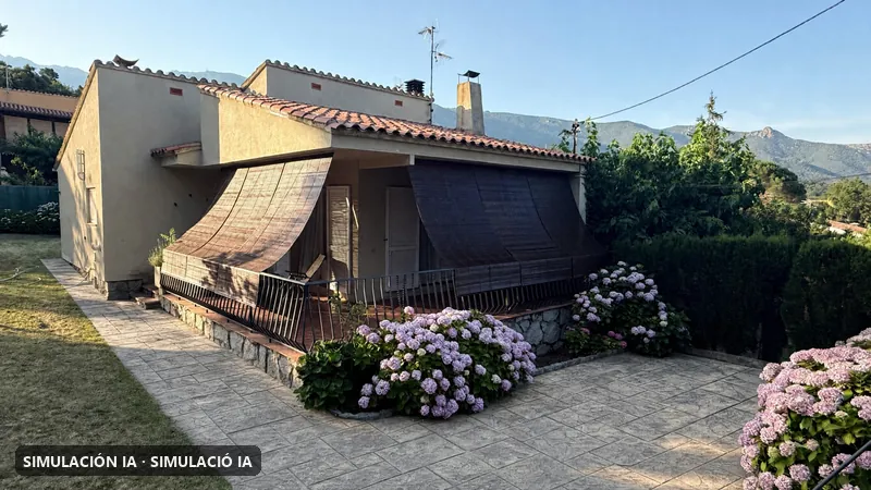 Simulació amb IA del pas lateral d'una casa amb formigó imprès model Llosa Ardèsia